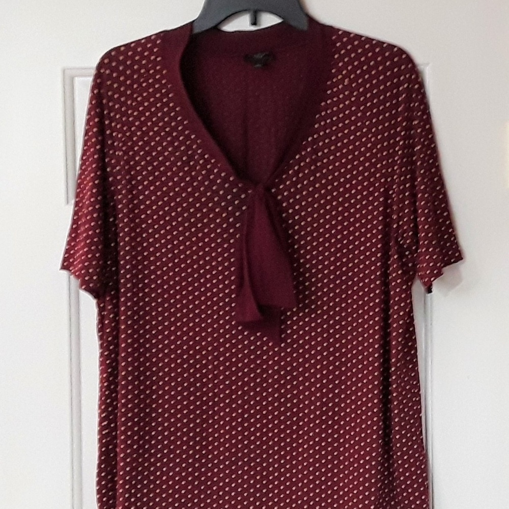 Talbots Woman Maroon Polka Dot Shirt - 12/14